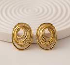 Gold-Plated Abstract Spiral Stud Earrings | Anti-Tarnish