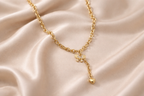 Golden Butterfly Charm Necklace with Heart Drop | Anti-Tarnish