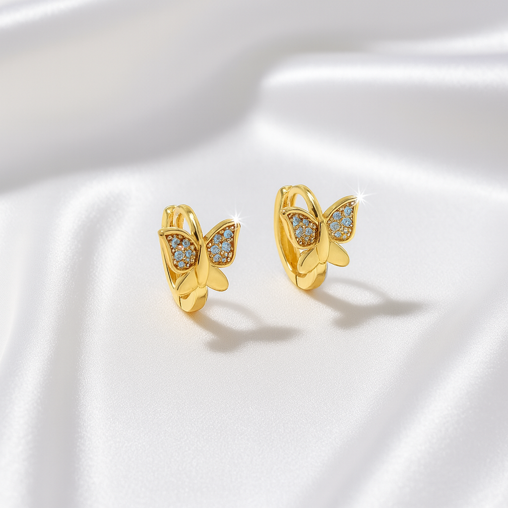 Golden Butterfly Hoop Earrings |  Anti-Tarnish