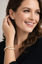 Gold-Plated Dual Row Geometric Bangle | Anti-Tarnish Finish