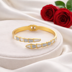 Gold-Plated Dual Row Geometric Bangle | Anti-Tarnish Finish