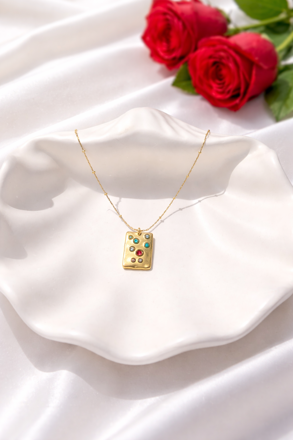 Celeste Multi color Gemstone Gold Pendant Necklace | Anti-Tarnish