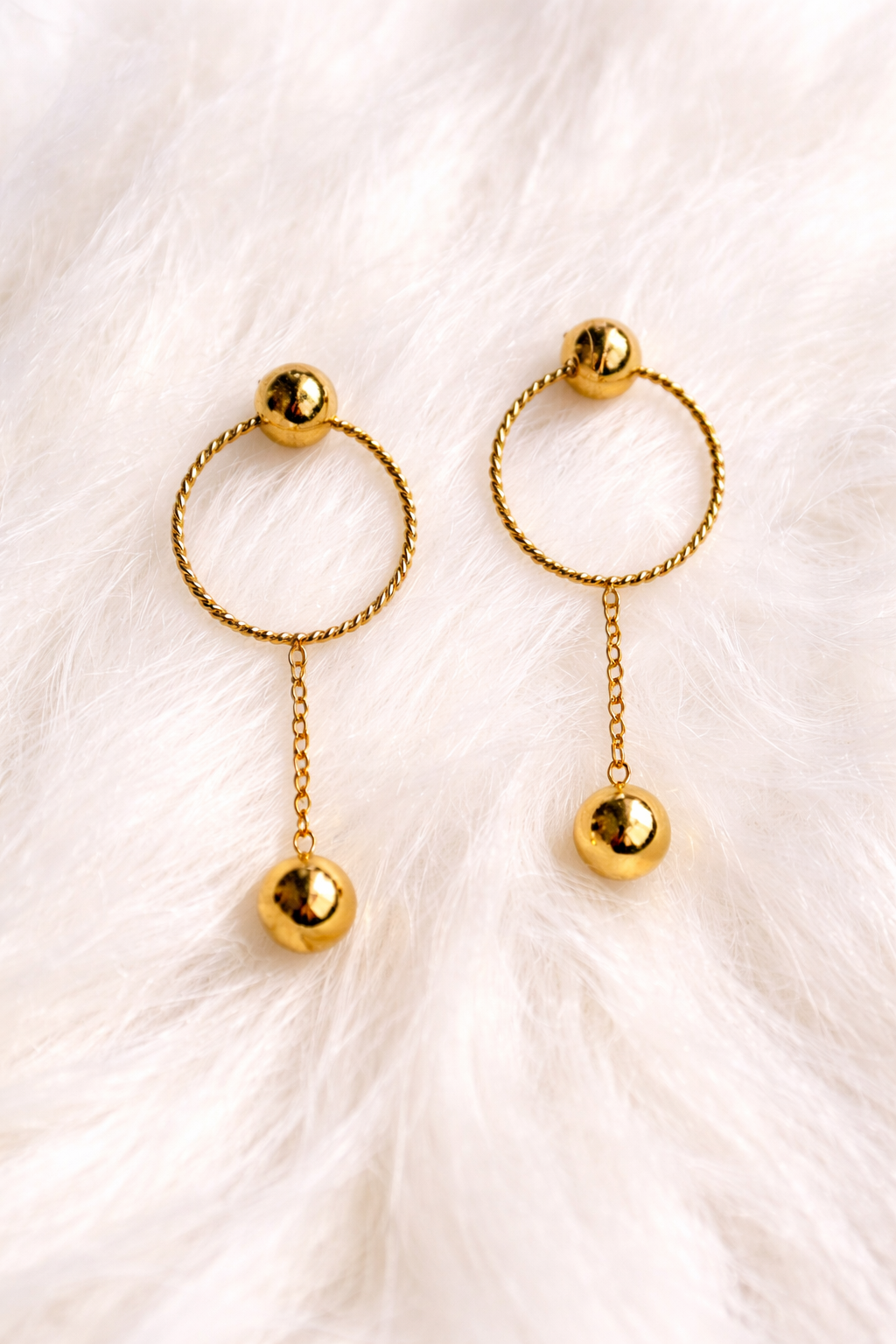18k Gold-Plated Hoop Drop Earrings with Chain Detail | Anti-Tarnish