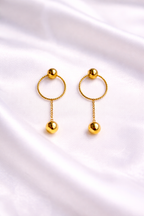 18k Gold-Plated Hoop Drop Earrings with Chain Detail | Anti-Tarnish