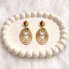 Aurora Layered Oval Crystal 18k Gold Drop Earrings | Anti-Tarnish