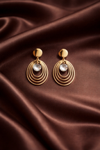 Aurora Layered Oval Crystal 18k Gold Drop Earrings | Anti-Tarnish