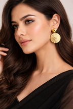 Aurelia Sunburst 18k Gold Disc Earrings with Pearl | Anti-Tarnish
