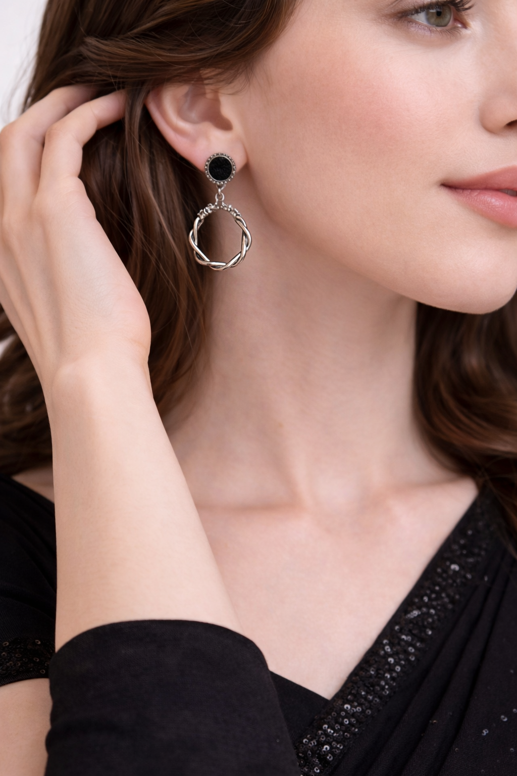 Twisted Silver Intertwined Loop Drop Earrings | Anti-Tarnish