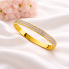 Radiant Triple-Row Crystal Gold Bangle | Anti-tarnish