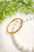 Rainbow Enamel 18k Gold Statement Bangle | Anti-Tarnish