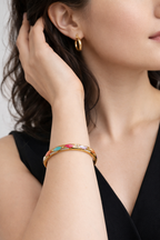 Rainbow Enamel 18k Gold Statement Bangle | Anti-Tarnish