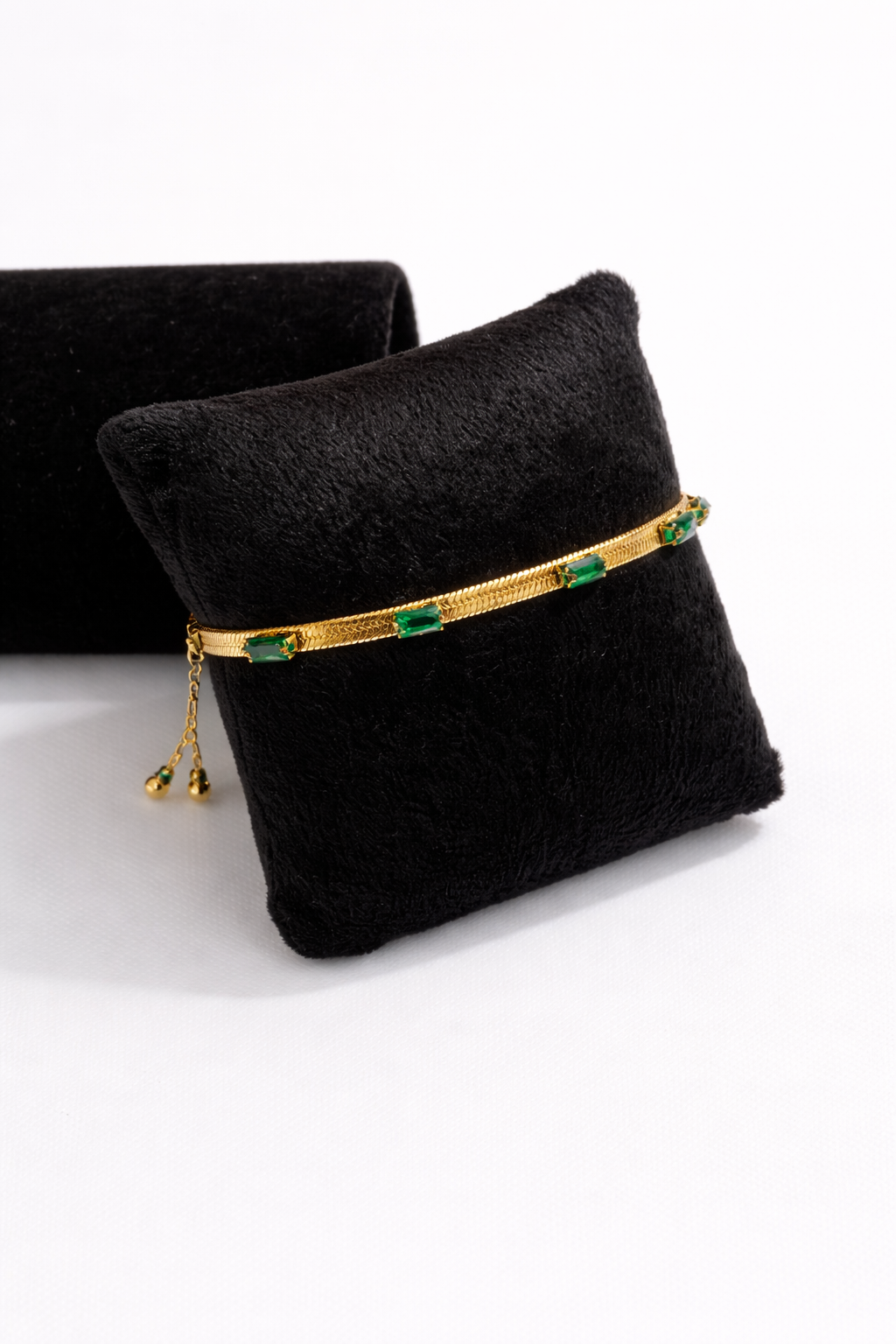 Gold Plated Emerald Green Stone Bracelet for Women