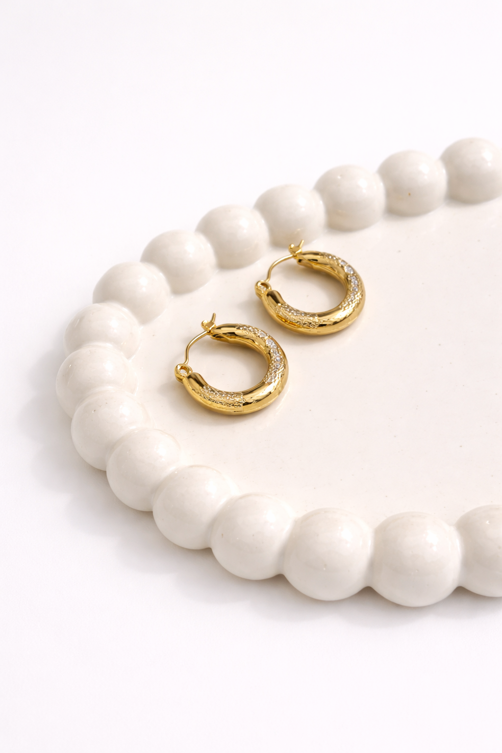 18k Gold Plated Timeless Textured Hoop Earrings | Anti-Tarnish