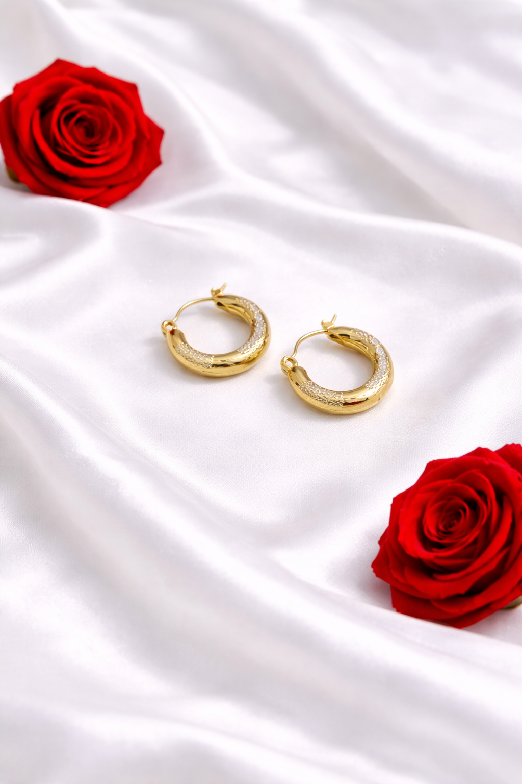 18k Gold Plated Timeless Textured Hoop Earrings | Anti-Tarnish