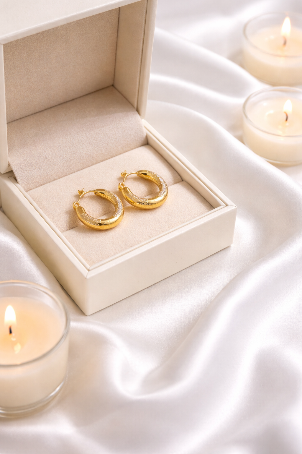 18k Gold Plated Timeless Textured Hoop Earrings | Anti-Tarnish