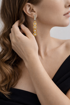 Aurora Pearl Cascade Earrings in Gold Finish | Anti=Tarnish