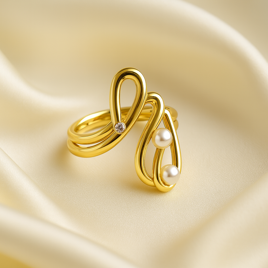 Gold-Plated Elegant Pearl Open Bangle | Anti-Tarnish Finish