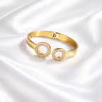 Eternal Halo Stone rounded Gold Bangle 18k Gold Plated – Valentine Special