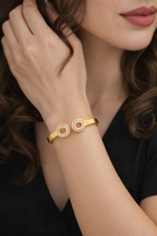 Eternal Halo Stone rounded Gold Bangle 18k Gold Plated – Valentine Special