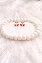 Anti-Tarnish 18k Gold Plated Hot Red Cherry Stud Earrings