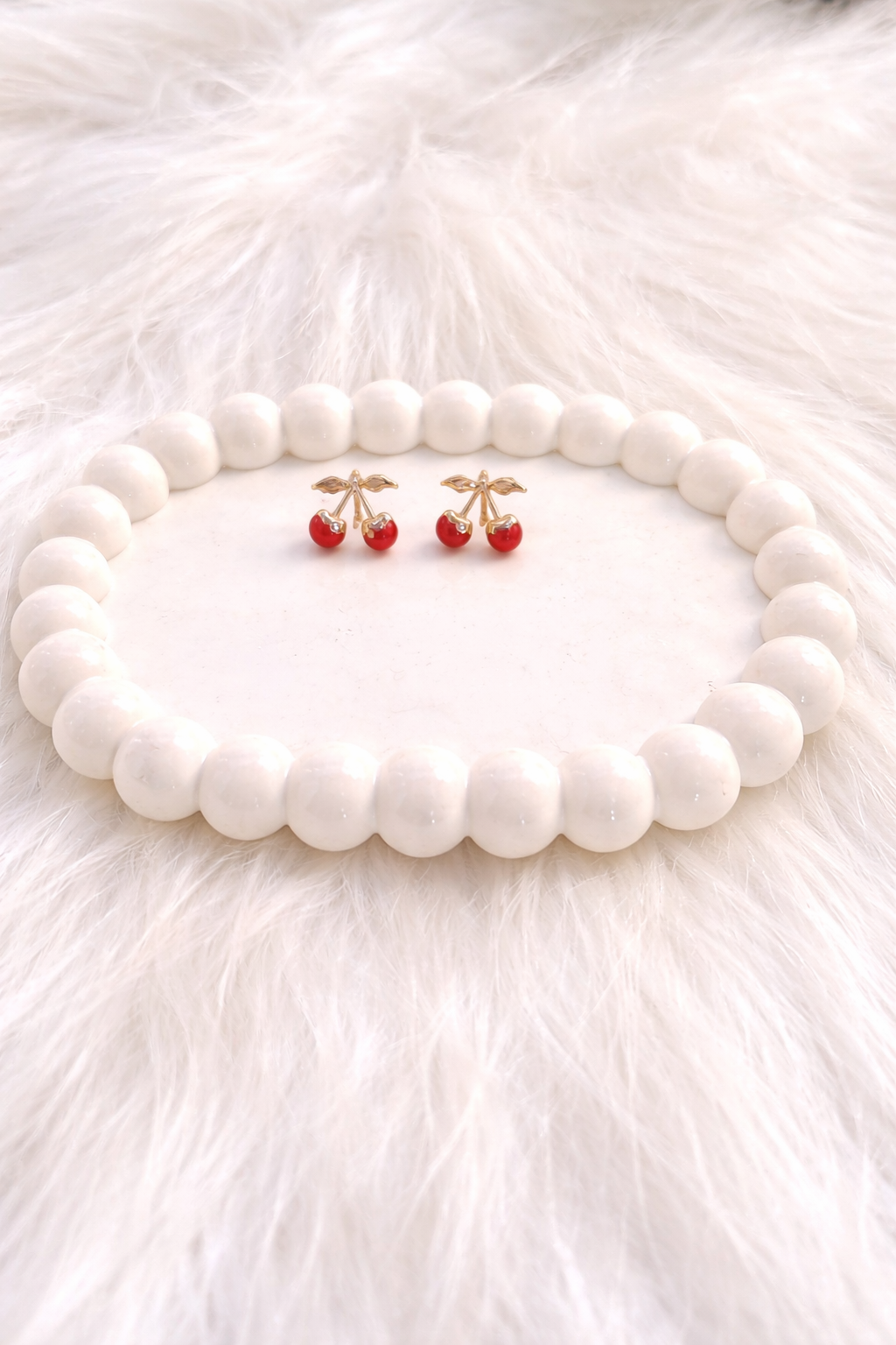 Anti-Tarnish 18k Gold Plated Hot Red Cherry Stud Earrings