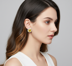 Silver-Plated Citrine Yellow Halo Stud Earrings  |  Anti-Tarnish