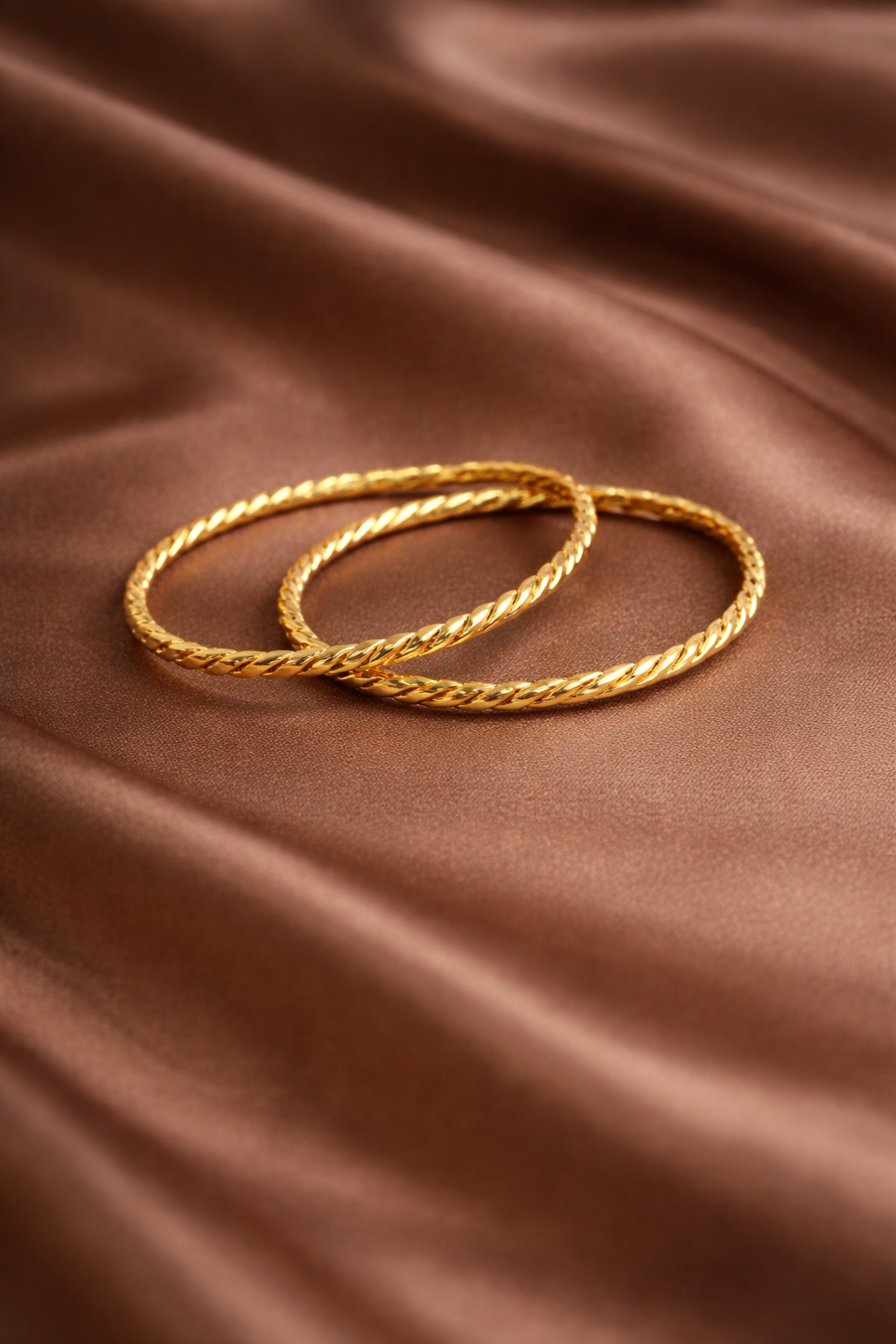 Anti Tarnish Classic Twisted 18k Gold-Plated Bangles – Set of 2