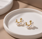 Golden Crown Pearl Drop Earrings  |  Anti-Tarnish