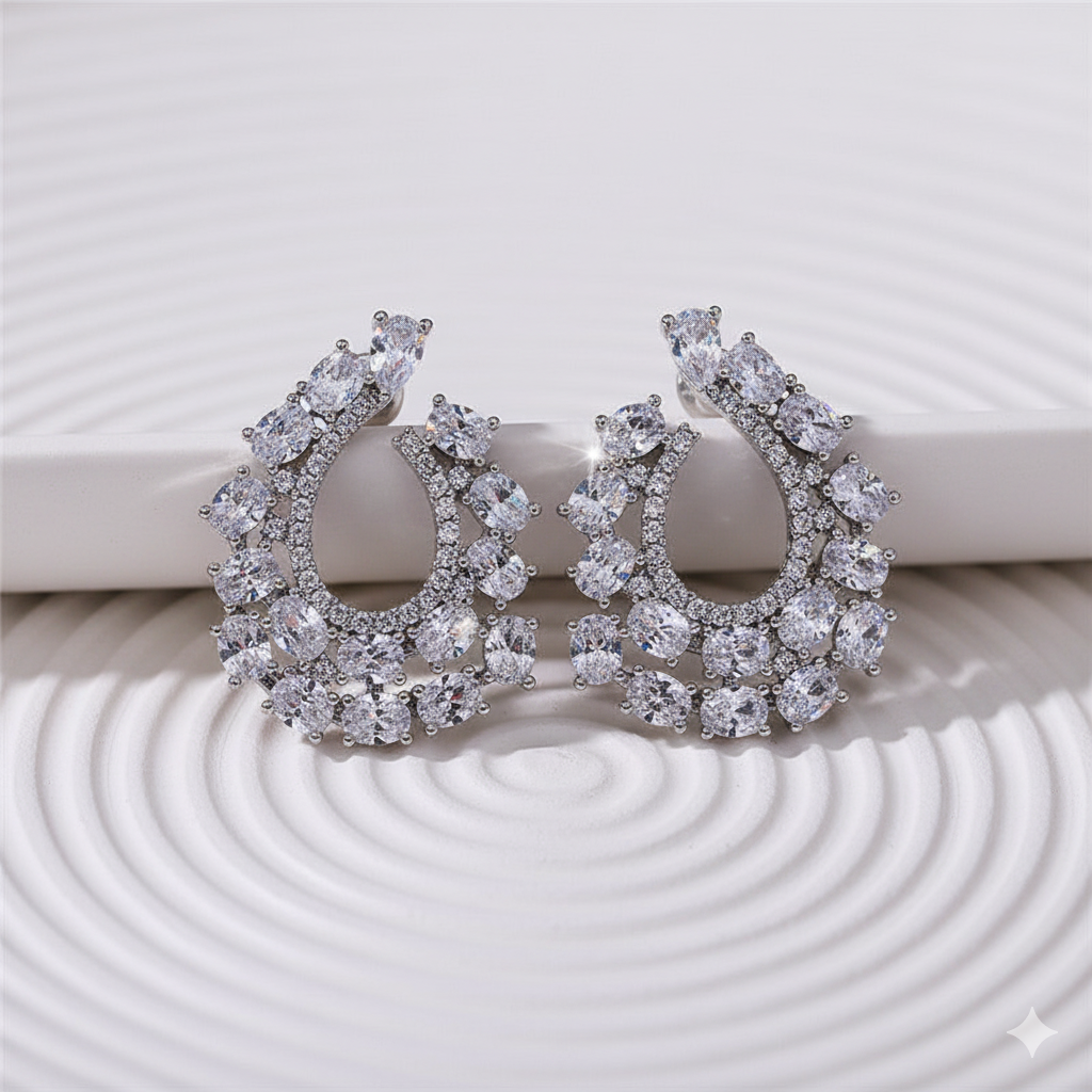 Silver-Plated Crystal Halo Drop Earrings | |  Anti-Tarnish