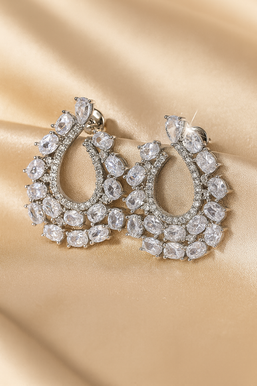 Silver-Plated Crystal Halo Drop Earrings | |  Anti-Tarnish