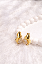 Anti-Tarnish Gold Plated Crystal Leaf Stud Earrings