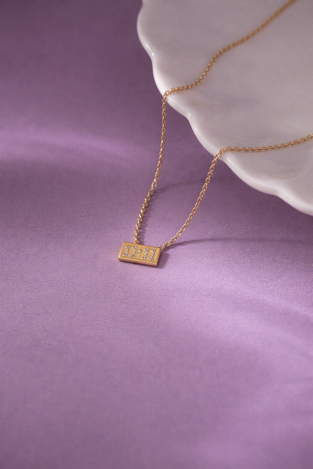 Anti-Tarnish Gold Crystal Letter Bar Pendant Necklace