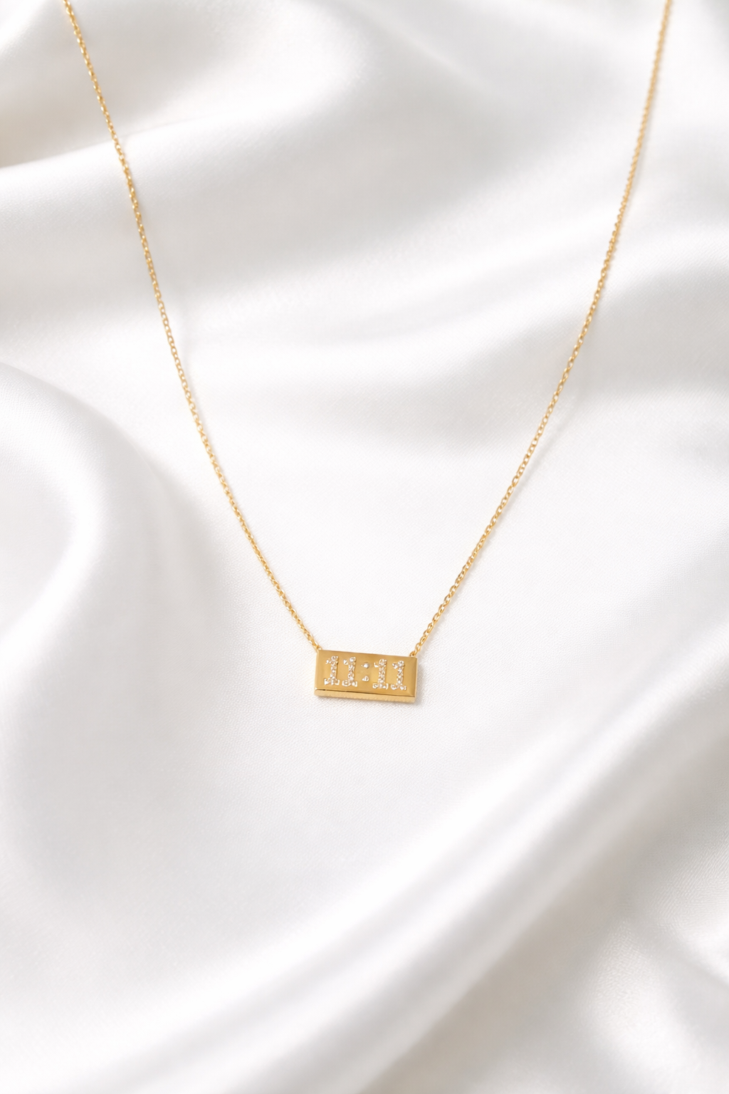 Anti-Tarnish Gold Crystal Letter Bar Pendant Necklace