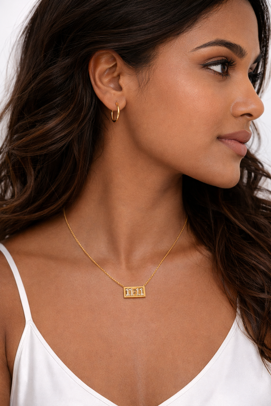 Anti-Tarnish Gold Crystal Letter Bar Pendant Necklace