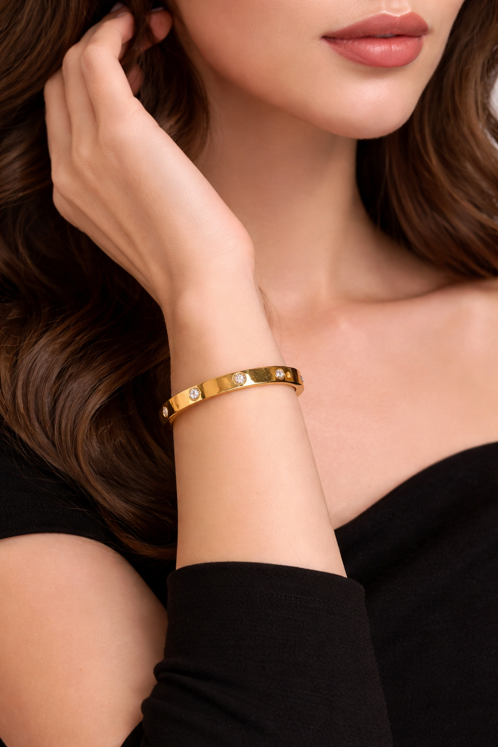 Anti-Tarnish Gold Plated Crystal Studded Bracelet