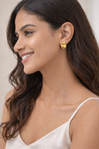 Gold-Plated Dual Heart Statement Earrings | Anti-Tarnish Gloss Finish