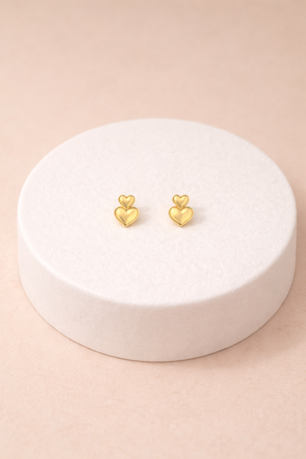 Gold-Plated Dual Heart Statement Earrings | Anti-Tarnish Gloss Finish