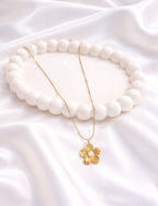 Anti-Tarnish Gold Plated Pearl Floral Pendant Necklace