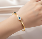 Gold-Plated Blue Evil Eye Bangle  |  Anti-Tarnish