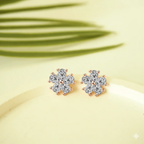 Petal Shine Diamond-Cut Floral Studs – Rose Gold Finish Daily wear