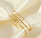 Gold-Plated Anti Tarnish Multi-Layer Textured Bead Bangle Set