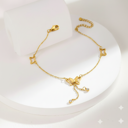 Golden Butterfly & Star Charm Bracelet – Radiance in Motion