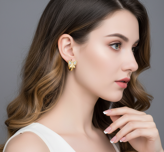 Gold-Plated Butterfly Hoop Earrings| Anti-Tarnish Shine Finish