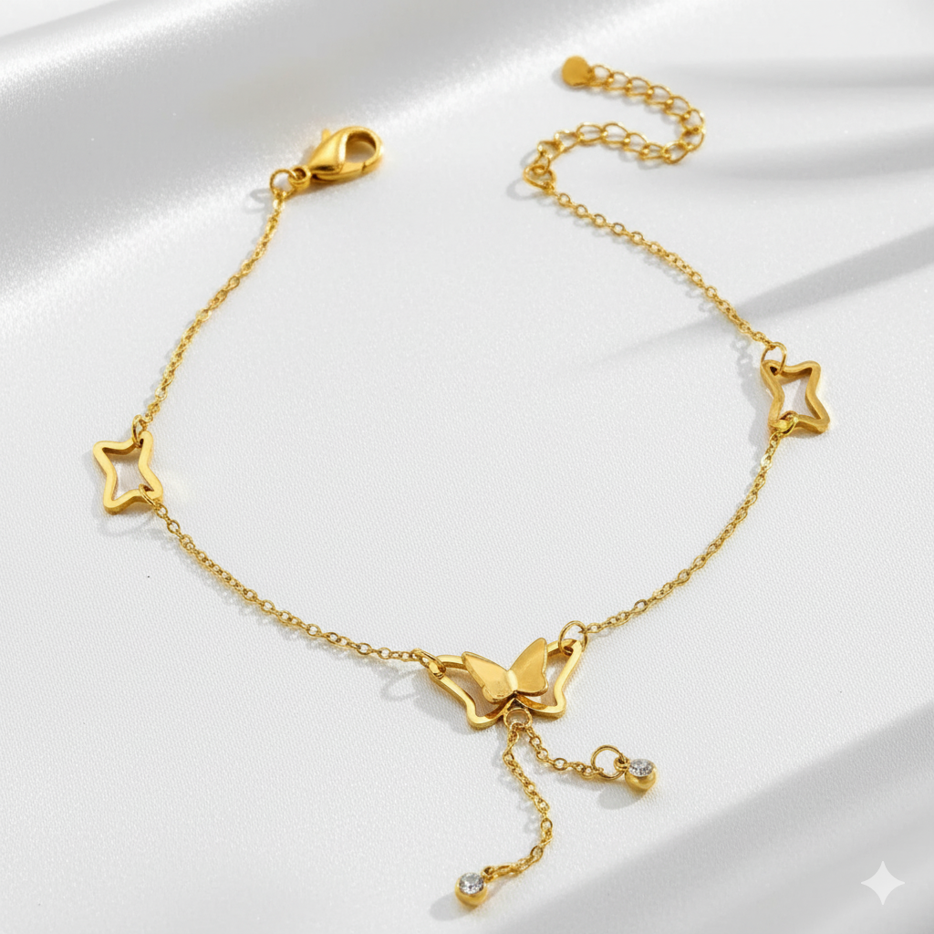Golden Butterfly & Star Charm Bracelet – Radiance in Motion