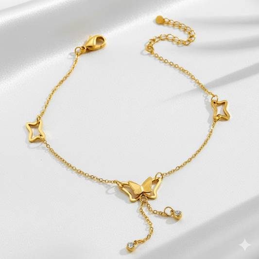 Golden Butterfly & Star Charm Bracelet – Radiance in Motion