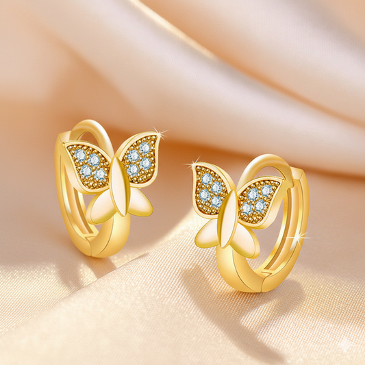 Gold-Plated Butterfly Hoop Earrings| Anti-Tarnish Shine Finish