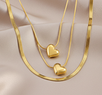Golden Heart Pendant Layered Necklace – Elegant Dual Chain Design
