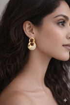 Anti-Tarnish Gold Interlock Drop Earrings with Crystal Finish