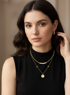 Anti-Tarnish Gold Layered Coin Pendant Necklace