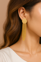 Gold-Plated Long Tassel Drop Earrings |  Anti-Tarnish